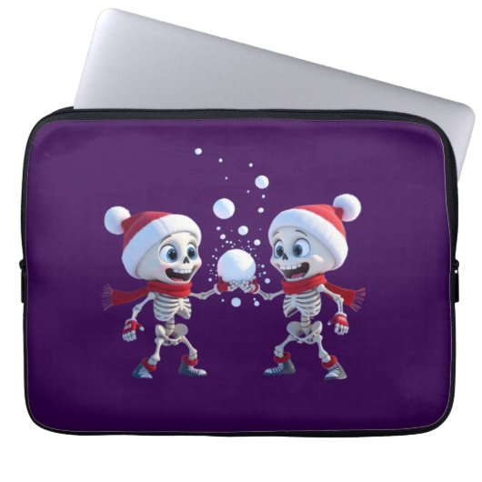 Funny Santa Skeletons Having a Snowball Fight Laptopschutzhülle (Vorderseite)