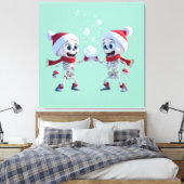 Funny Santa Skeletons Having a Snowball Fight Leinwanddruck (Insitu (Schlafzimmer))