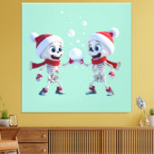 Funny Santa Skeletons Having a Snowball Fight  Leinwanddruck (Insitu (Wohnzimmer))