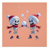 Funny Santa Skeletons Having a Snowball Fight  Poster (Vorderseite)