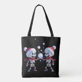 Funny Santa Skeletons Having a Snowball Fight  Tasche (Rückseite)