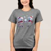 Funny Santa Skeletons Having a Snowball Fight  Tri-Blend Shirt (Vorderseite)
