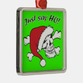 Funny Santa Skull Silbernes Ornament (Rechts)