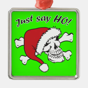 Funny Santa Skull Silbernes Ornament