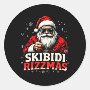 Funny Santa Snowboard Weihnachtsfeiertag Skibidi R Runder Aufkleber
