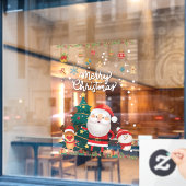 Funny Santa, Snowman, Reindeer Frohe Weihnachten Fensteraufkleber (Café-Fenster)