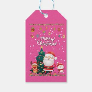 Funny Santa, Snowman, Reindeer Frohe Weihnachten Geschenkanhänger