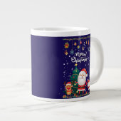 Funny Santa, Snowman, Reindeer Frohe Weihnachten Jumbo-Tasse (Vorderseite Rechts)