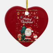 Funny Santa, Snowman, Reindeer Frohe Weihnachten Keramik Ornament (Vorne)