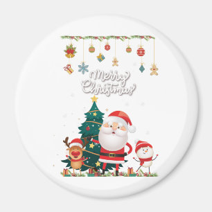 Funny Santa, Snowman, Reindeer Frohe Weihnachten Magnet