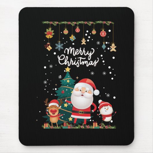 Funny Santa, Snowman, Reindeer Frohe Weihnachten Mousepad (Vorne)