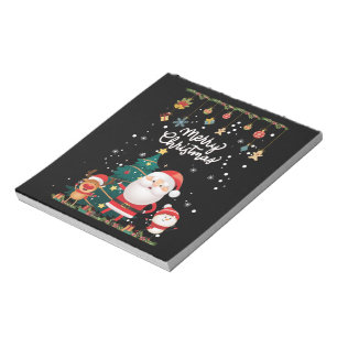 Funny Santa, Snowman, Reindeer Frohe Weihnachten Notizblock