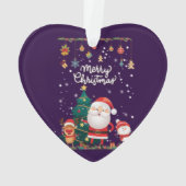 Funny Santa, Snowman, Reindeer Frohe Weihnachten Ornament (Rückseite)