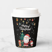 Funny Santa, Snowman, Reindeer Frohe Weihnachten Pappbecher (Vorderseite)