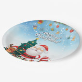 Funny Santa, Snowman, Reindeer Frohe Weihnachten Pappteller (Schrägansicht)