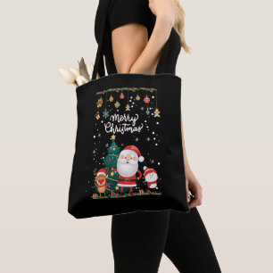 Funny Santa, Snowman, Reindeer Frohe Weihnachten Tasche