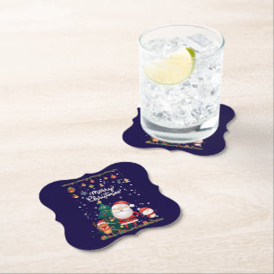 Funny Santa, Snowman, Reindeer Frohe Weihnachten Untersetzer