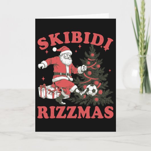 Funny Santa Soccer Skibidi Rizzmas Christmas Tree Karte (Vorderseite)