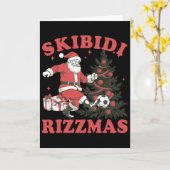 Funny Santa Soccer Skibidi Rizzmas Christmas Tree Karte (Gelbe Blume)
