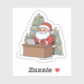 Funny Santa Sticker – “Inbox Full, Cocoa Empty” (Blatt)