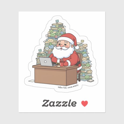 Funny Santa Sticker – “Inbox Full, Cocoa Empty”  (Blatt)