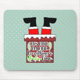 Funny Santa Stuck in Chimney Weihnachten Spaß Mousepad