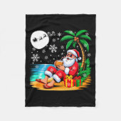 Funny Santa Sungles Drinking Coconut On Beach Chri Fleecedecke (Vorderseite)