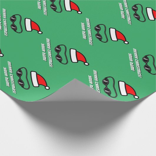 Funny Santa swim Brille Custom Schwimmer Weihnacht Geschenkpapier (Ecke)