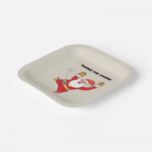 Funny santa thanks for coming pappteller (Gewinkelt)