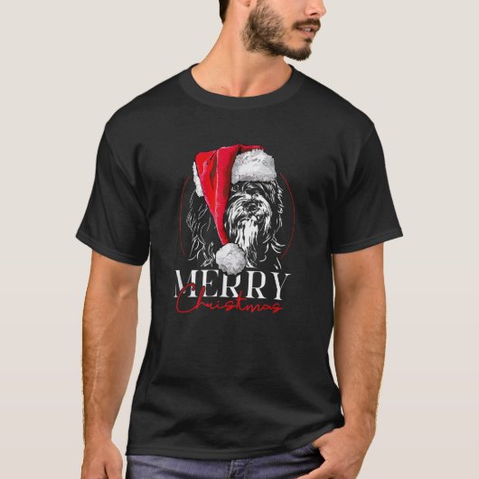 Funny Santa Tibetan Terrier Merry Christmas dog mo T-Shirt (Vorderseite)