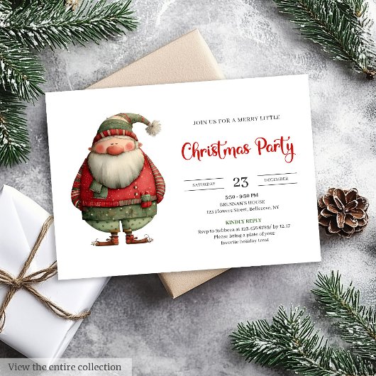 Funny Santa trendy red green Christmas invitation Einladung