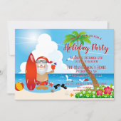 Funny Santa Tropical Beach Weihnachts-Party Einladung (Vorderseite)