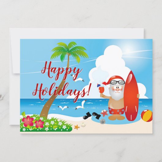 Funny Santa Tropical Beach Weihnachts-Party Einladung (Rückseite)