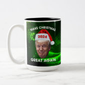 Funny Santa Trump 2024 Make Christmas Great Again Zweifarbige Tasse (Links)