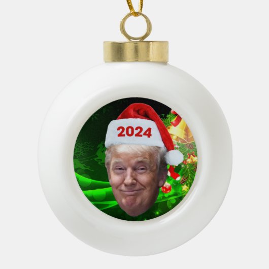 Funny Santa Trump 2024 Weihnachten Trump Liebhaber Keramik Kugel-Ornament (Vorderseite)