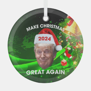 Funny Santa Trump 2024 Weihnachten wieder großart Ornament Aus Glas