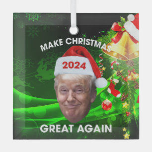 Funny Santa Trump 2024 Weihnachten wieder großart Ornament Aus Glas