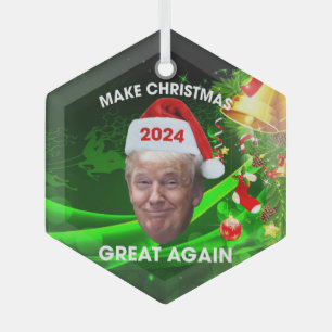 Funny Santa Trump 2024 Weihnachten wieder großart Ornament Aus Glas