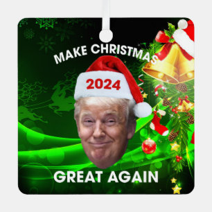 Funny Santa Trump 2024 Weihnachten wieder großart Ornament Aus Metall