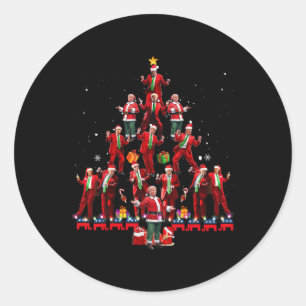 Funny Santa Trump Dance Tree Christmas Pajama Xmas Runder Aufkleber
