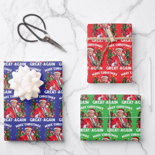 Funny Santa Trump Gift Wrap Geschenkpapier Set (Vorderseite)