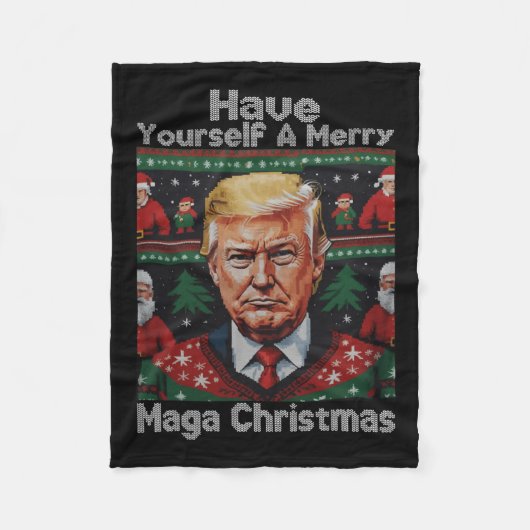 Funny Santa Trump haben Sie ein frohes Weihnachtsf Fleecedecke (Vorderseite)