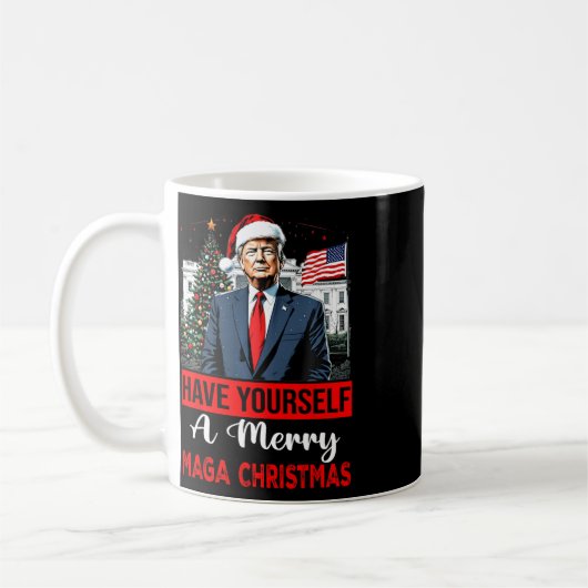Funny Santa Trump haben Sie ein frohes Weihnachtsf Kaffeetasse (Links)