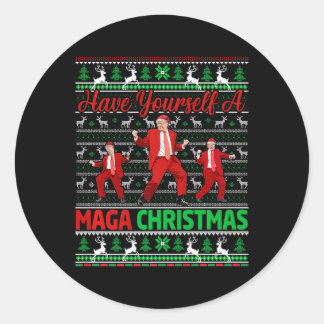 Funny Santa Trump haben Sie ein frohes Weihnachtsf Runder Aufkleber