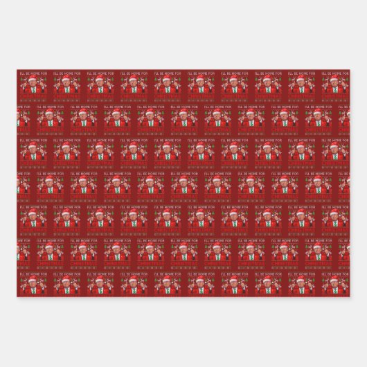 Funny Santa Trump, ich bin zu Weihnachten Zuhause Geschenkpapier Set (Vorderseite 3)