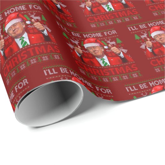 Funny Santa Trump Ich werde Zuhause für Weihnachts Geschenkpapier (Rolleneckpunkt)