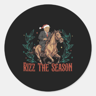 Funny Santa Trump Rizz Die Jahreszeit macht Weihna Runder Aufkleber