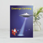 Funny Santa 🎅 🛸 UFO Weihnachten Einladung (Stehend Vorderseite)