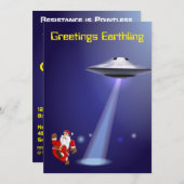 Funny Santa 🎅 🛸 UFO Weihnachten Einladung (Vorne/Hinten)