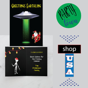 Funny Santa 🎅 🛸 UFO Weihnachtskarte Dankeskarte